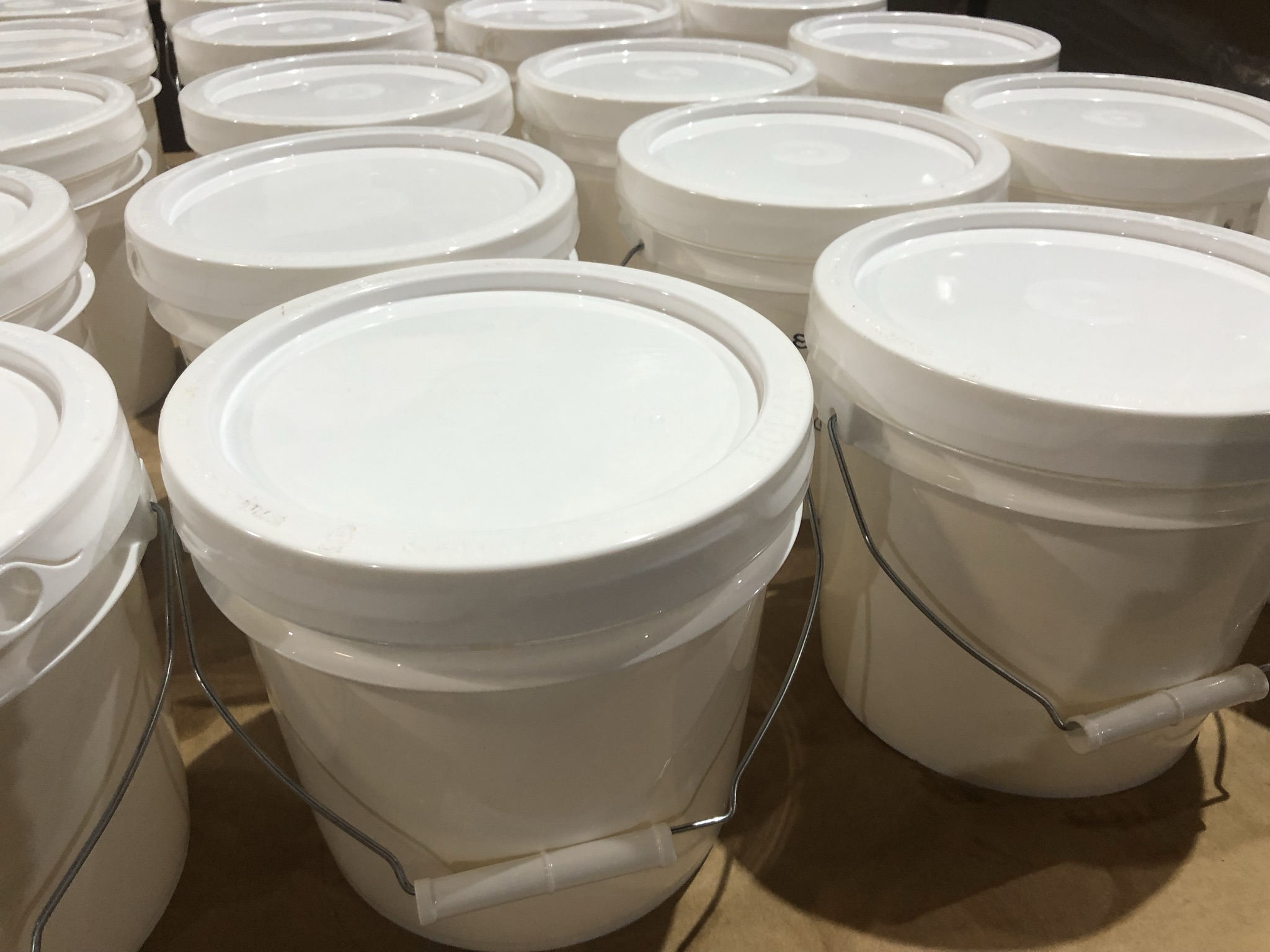 white plastic bulk size buckets